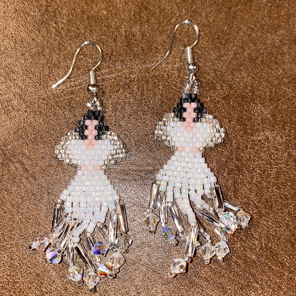 Master Bead Jeweler French Hook Made Angel Earrings NWOT Silver-Tone Findings